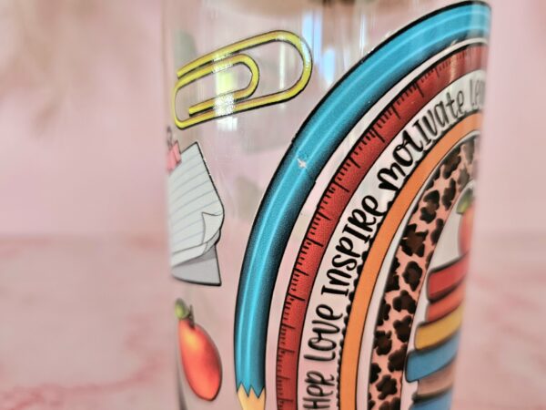 Personalised Teacher Glass Tumbler - Defect in Design - See Picture. - Image 3