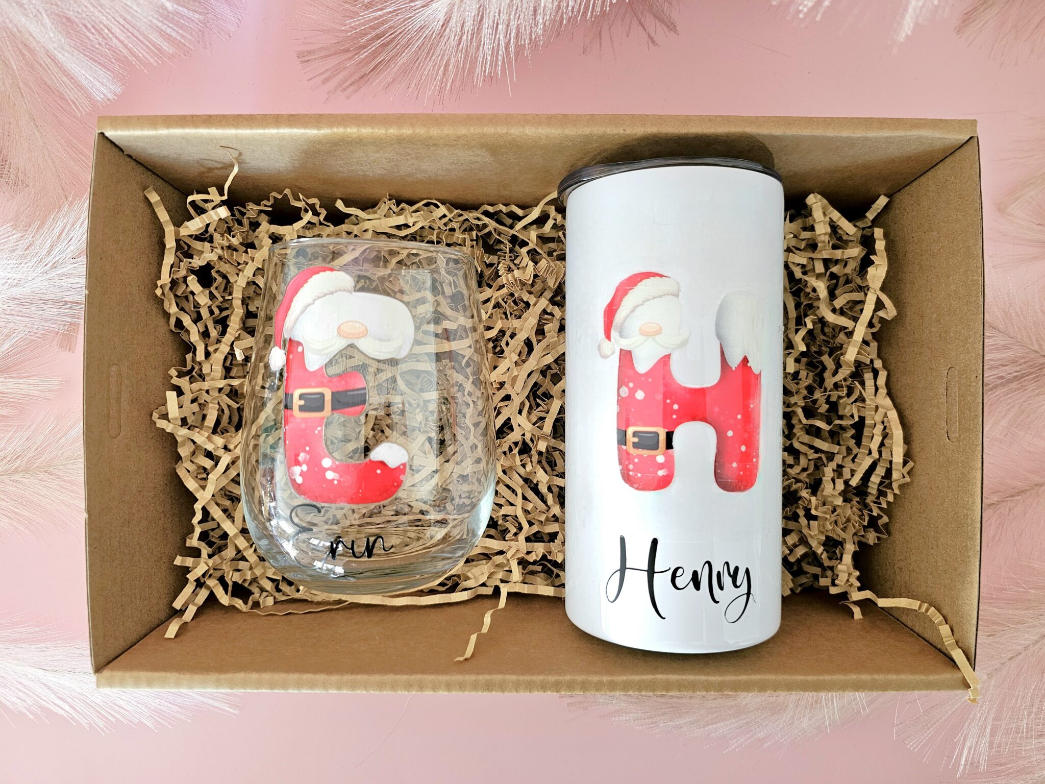 Gift Pack Drinking Glass And Stainless Steel Tumbler with Initial