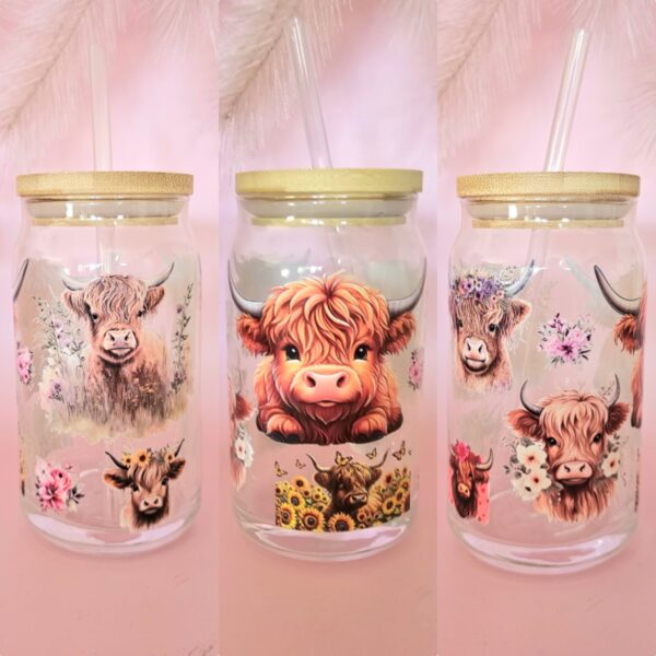 Highland Cows Glass Libby 15oz