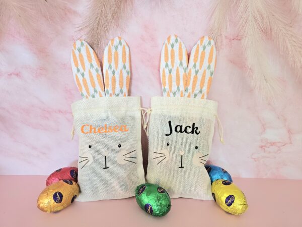 Personalised Easter Bags - Holds 6 Kinder Suprise Size Eggs Easily.